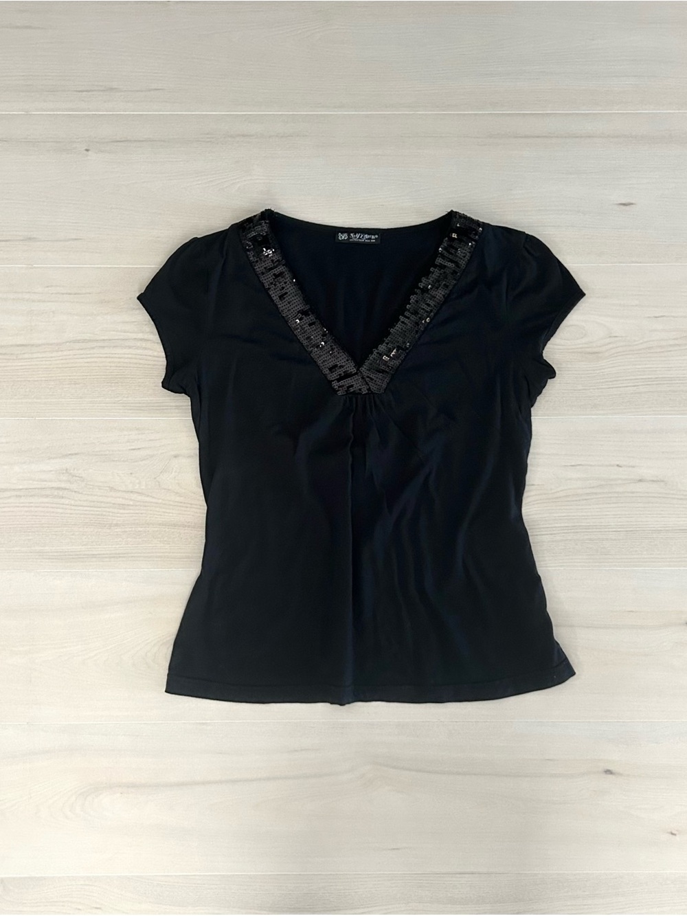 black sequin self esteem babydoll blouse